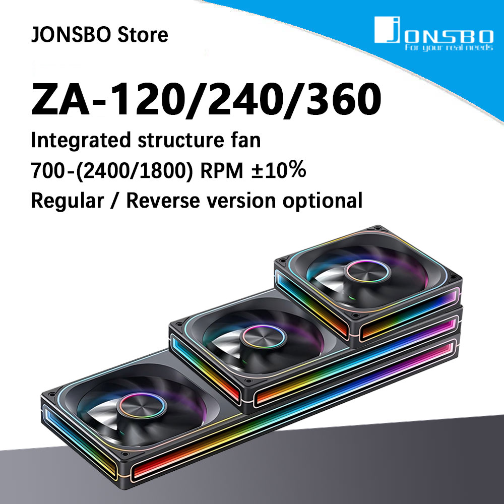 Argb Case Fan - JONSBO ZA-120/240/360 ARGB 12/24/36CM Gehäuselüfter Motherboard-Beleuchtungssynchronisierung/Aluminium-Typenschild/PWM-Gehäuselüfter