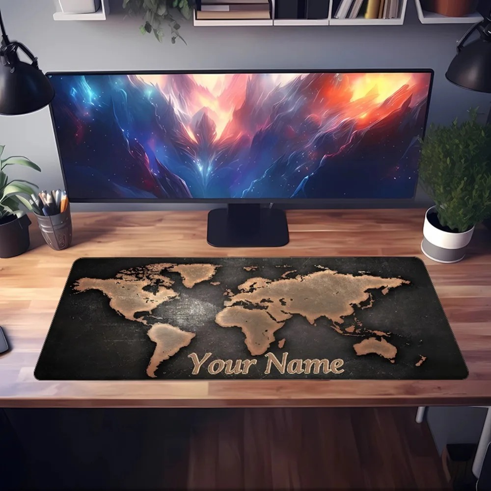 Pc Gaming Names - CIFbuy Maßgefertigtes Antikes Weltkarten-Mauspad, Personalisierter Namens-Text,