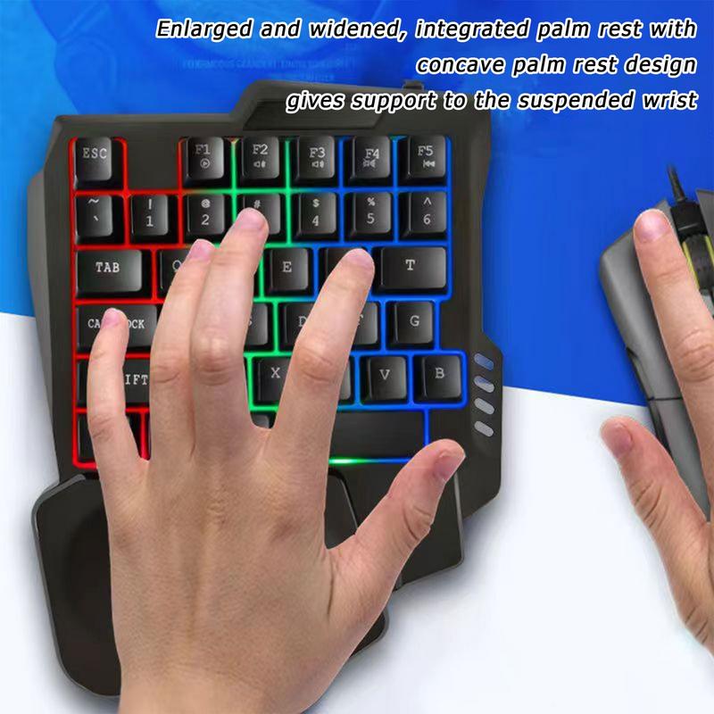 Pc Gaming Uk - 35-Tasten-Gaming-Tastatur, einhändig, USB, verkabelt, einhändig, RGB-Hintergrundbeleuchtung,
