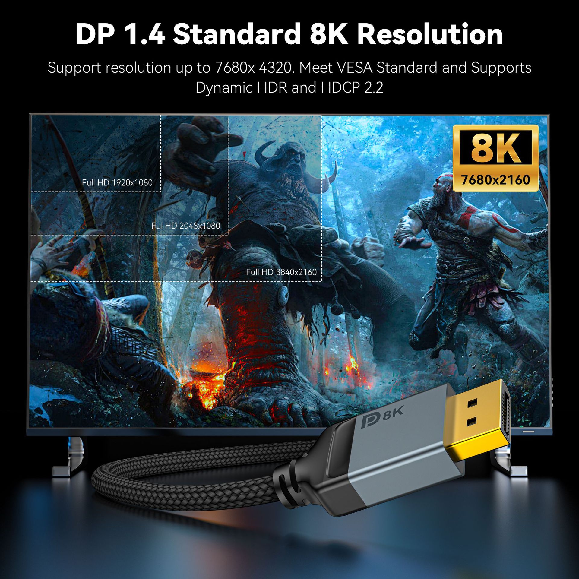 8K DisplayPort-Kabel 1,4 DP-Ka – High Refresh Monitor Bewertung und Preis
