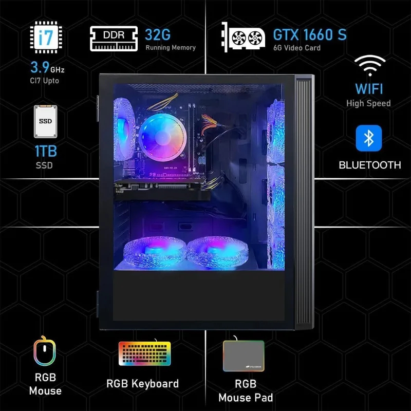 Gaming-PC-Desktop, Core i7 bis – Pc Gaming Gtx 1660 Bewertung und Preis